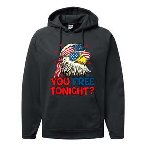 you free tonight bald eagle mullet usa flag 4th of july Performance Fleece Hoodie