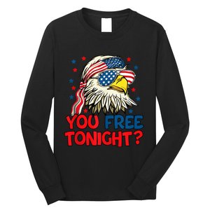 you free tonight bald eagle mullet usa flag 4th of july Long Sleeve Shirt