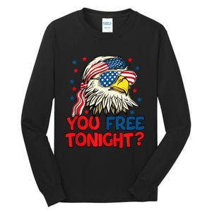 you free tonight bald eagle mullet usa flag 4th of july Tall Long Sleeve T-Shirt