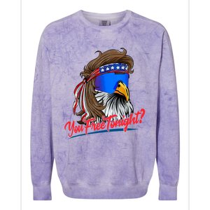 You Free Tonight Bald Eagle Mullet American Flag 4th Of July Colorblast Crewneck Sweatshirt