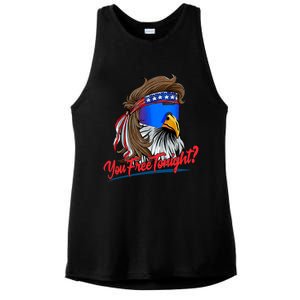 You Free Tonight Bald Eagle Mullet American Flag 4th Of July Ladies PosiCharge Tri-Blend Wicking Tank