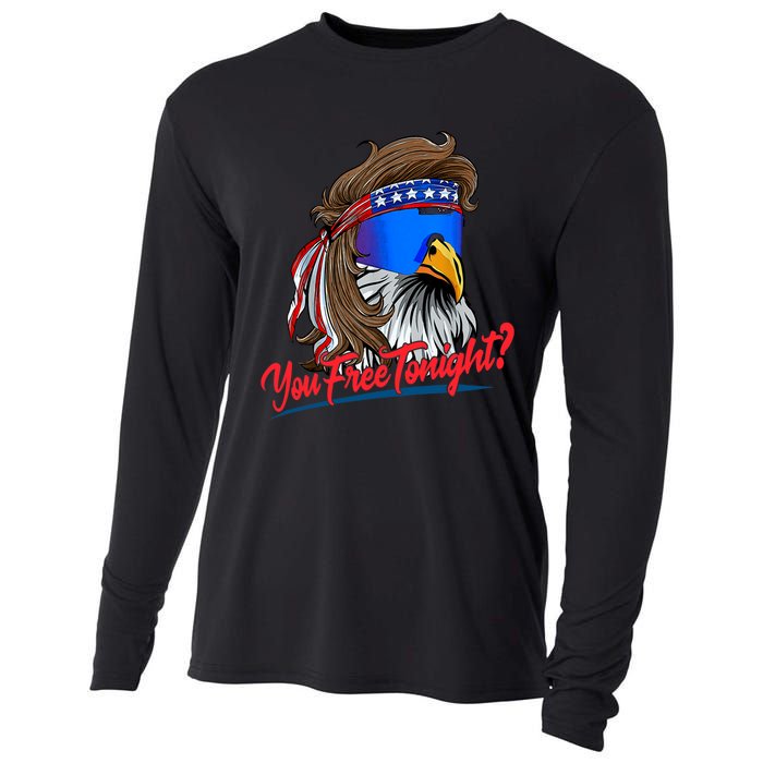 You Free Tonight Bald Eagle Mullet American Flag 4th Of July Cooling Performance Long Sleeve Crew