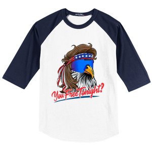 You Free Tonight Bald Eagle Mullet American Flag 4th Of July Baseball Sleeve Shirt