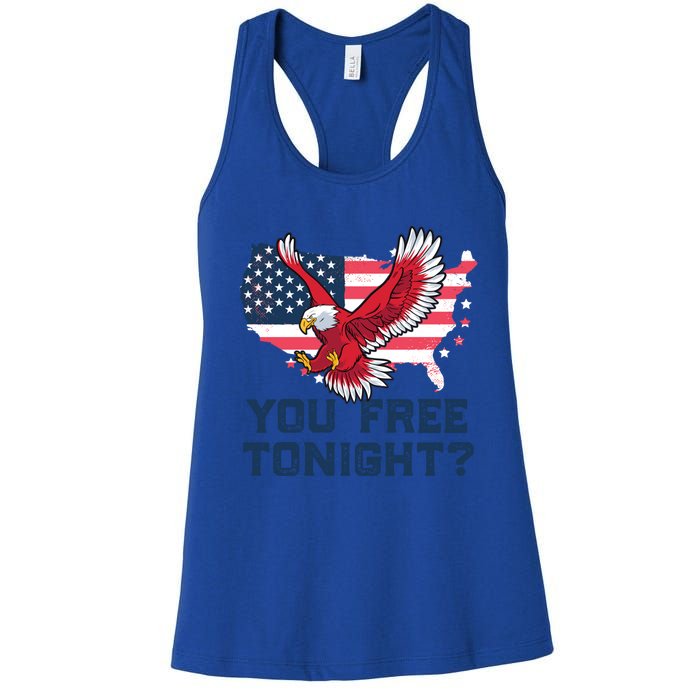 You Free Tonight? Funny Eagle Freedom July 4th Usa Meme Gift Women's Racerback Tank