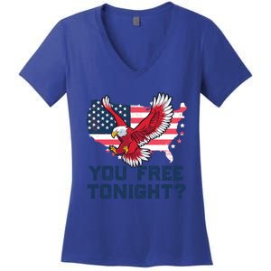 You Free Tonight? Funny Eagle Freedom July 4th Usa Meme Gift Women's V-Neck T-Shirt