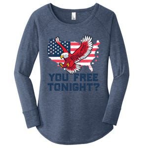 You Free Tonight? Funny Eagle Freedom July 4th Usa Meme Gift Women's Perfect Tri Tunic Long Sleeve Shirt