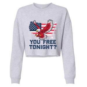 You Free Tonight? Funny Eagle Freedom July 4th Usa Meme Gift Cropped Pullover Crew