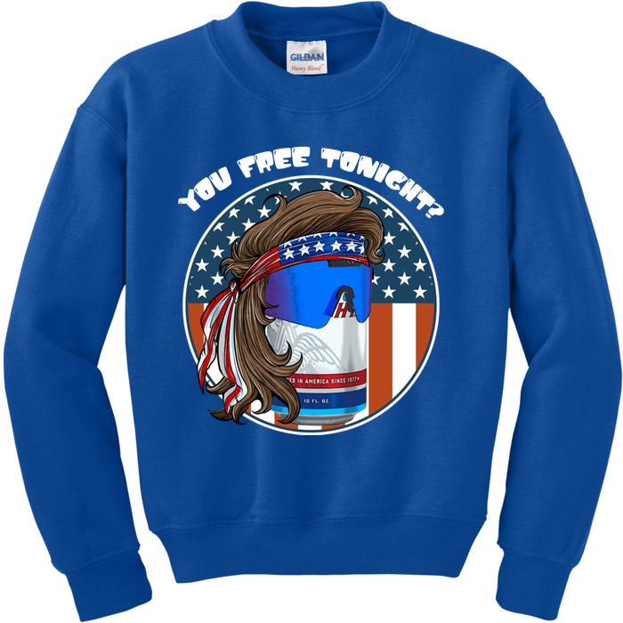 You Free Tonight? Mullet Beer American 4th Of July Gift Kids Sweatshirt