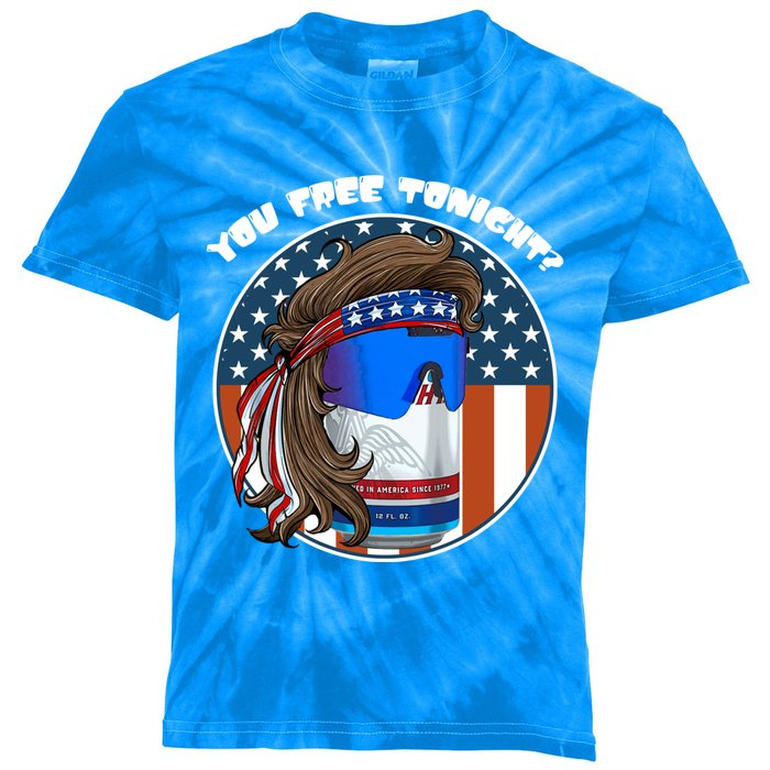 You Free Tonight? Mullet Beer American 4th Of July Gift Kids Tie-Dye T-Shirt