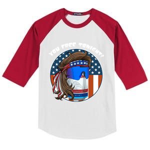 You Free Tonight? Mullet Beer American 4th Of July Gift Kids Colorblock Raglan Jersey