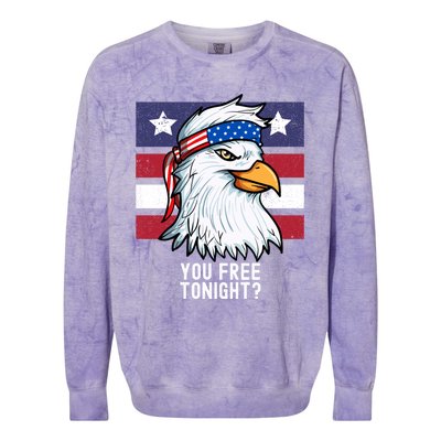 You Free Tonight? Patriotic Eagle American 4th Of July Gift Colorblast Crewneck Sweatshirt