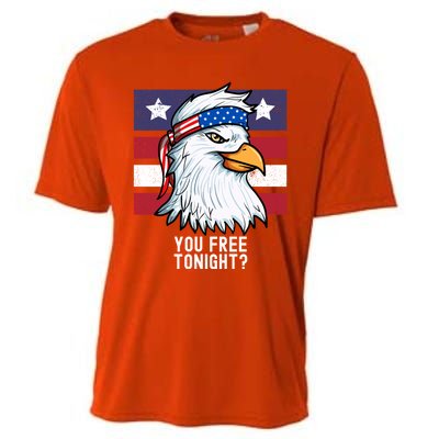 You Free Tonight? Patriotic Eagle American 4th Of July Gift Cooling Performance Crew T-Shirt