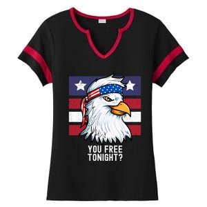 You Free Tonight? Patriotic Eagle American 4th Of July Gift Ladies Halftime Notch Neck Tee