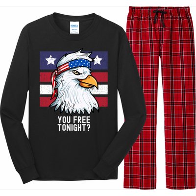 You Free Tonight? Patriotic Eagle American 4th Of July Gift Long Sleeve Pajama Set