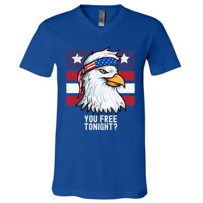 You Free Tonight? Patriotic Eagle American 4th Of July Gift V-Neck T-Shirt