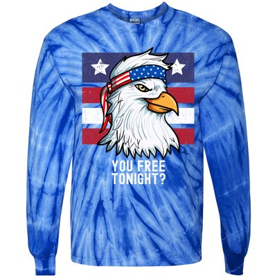 You Free Tonight? Patriotic Eagle American 4th Of July Gift Tie-Dye Long Sleeve Shirt