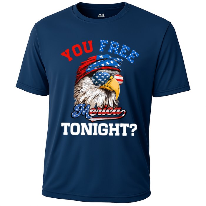 You Free Tonight Usa Flag Bald Eagle 4th Of July Cooling Performance Crew T-Shirt