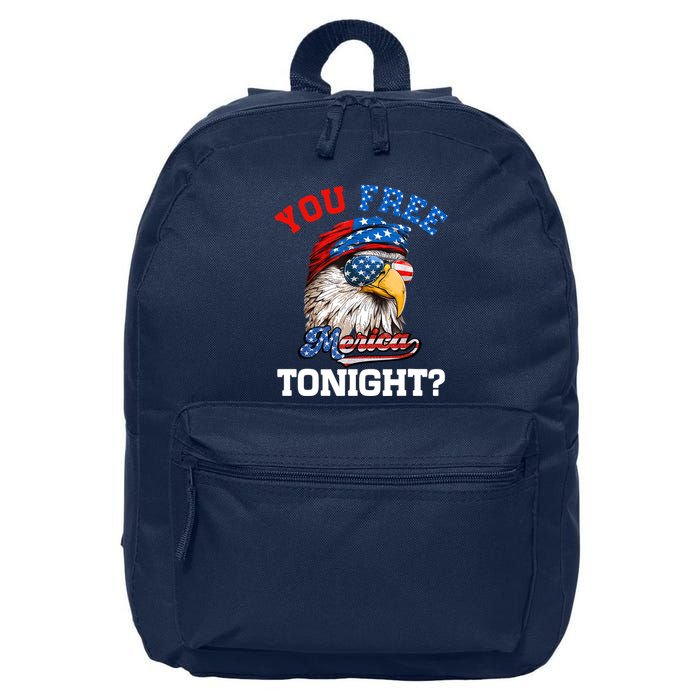You Free Tonight Usa Flag Bald Eagle 4th Of July 16 in Basic Backpack