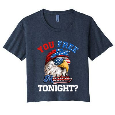 You Free Tonight Usa Flag Bald Eagle 4th Of July Crop Top