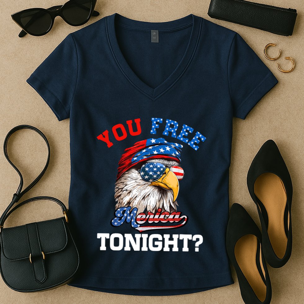 You Free Tonight Usa Flag Bald Eagle 4th Of July Women's V-Neck T-Shirt