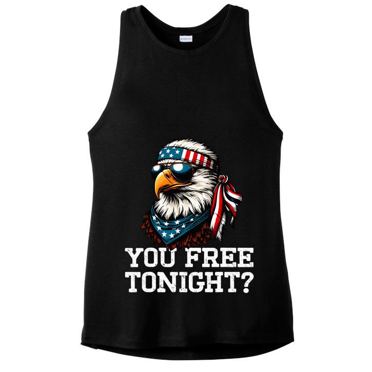 You Free Tonight Eagle Funny Patriotic American Ladies PosiCharge Tri-Blend Wicking Tank