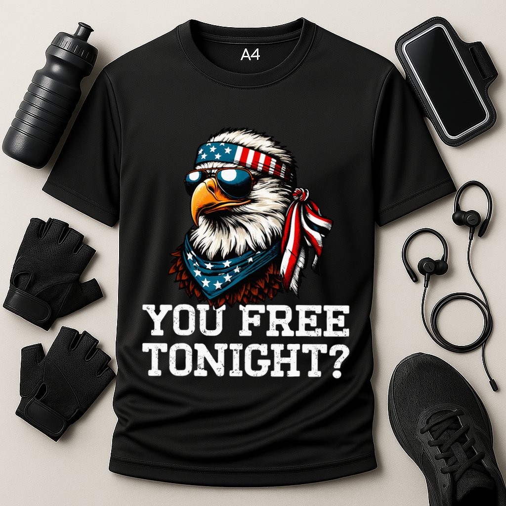 You Free Tonight Eagle Funny Patriotic American Cooling Performance Crew T-Shirt