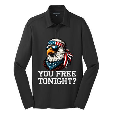 You Free Tonight Eagle Funny Patriotic American Silk Touch Performance Long Sleeve Polo