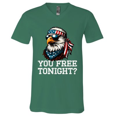 You Free Tonight Eagle Funny Patriotic American V-Neck T-Shirt