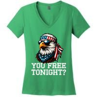 You Free Tonight Eagle Funny Patriotic American Women's V-Neck T-Shirt