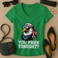You Free Tonight Eagle Funny Patriotic American Women's V-Neck T-Shirt