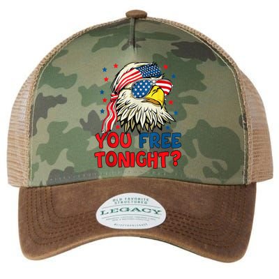You Free Tonight Bald Eagle Mullet American Flag 4th Of July Legacy Tie Dye Trucker Hat