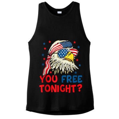 You Free Tonight Bald Eagle Mullet American Flag 4th Of July Ladies PosiCharge Tri-Blend Wicking Tank