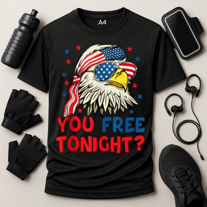 You Free Tonight Bald Eagle Mullet American Flag 4th Of July Cooling Performance Crew T-Shirt