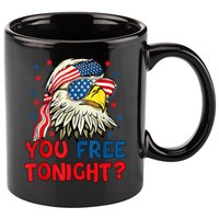 You Free Tonight Bald Eagle Mullet American Flag 4th Of July 11oz C Handle Ceramic Mug