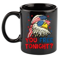 You Free Tonight Bald Eagle Mullet American Flag 4th Of July 11oz C Handle Ceramic Mug