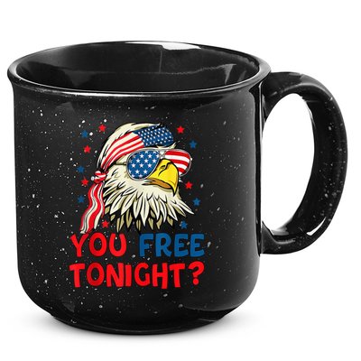 You Free Tonight Bald Eagle Mullet American Flag 4th Of July 15oz Campfire Ceramic Mug