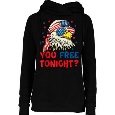 You Free Tonight Bald Eagle Mullet American Flag 4th Of July Womens Funnel Neck Pullover Hood