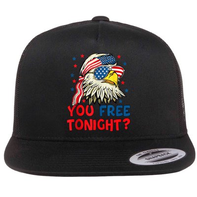 You Free Tonight Bald Eagle Mullet American Flag 4th Of July Flatbill Hat