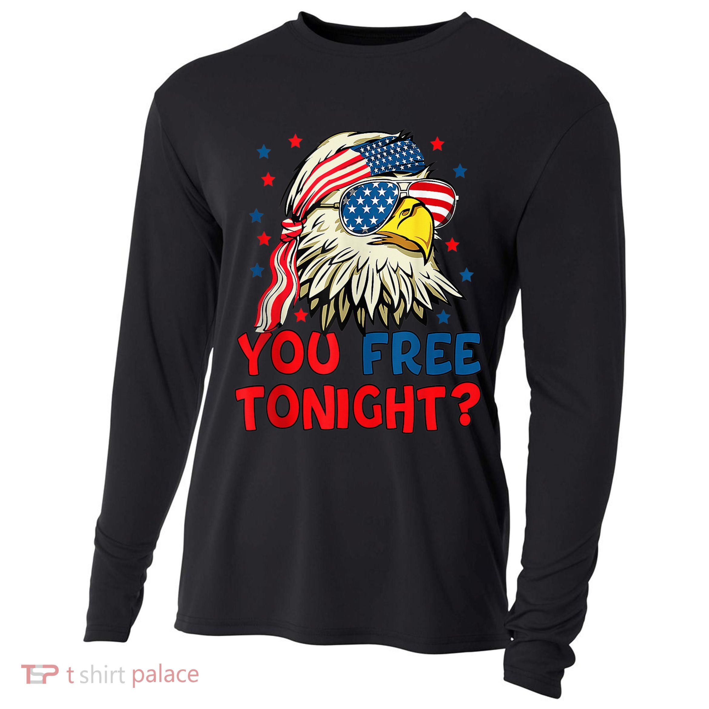 You Free Tonight Bald Eagle Mullet American Flag 4th Of July Cooling Performance Long Sleeve Crew