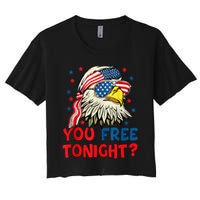 You Free Tonight Bald Eagle Mullet American Flag 4th Of July Women's Crop Top Tee
