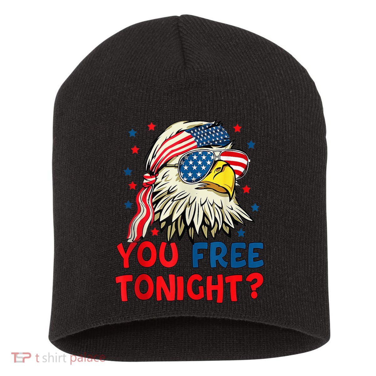 You Free Tonight Bald Eagle Mullet American Flag 4th Of July Short Acrylic Beanie