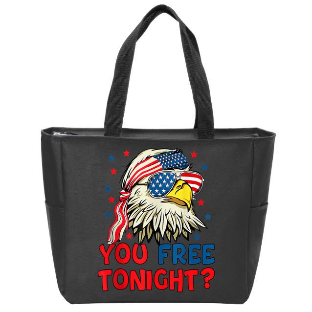 You Free Tonight Bald Eagle Mullet American Flag 4th Of July Zip Tote Bag