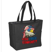 You Free Tonight Bald Eagle Mullet American Flag 4th Of July Zip Tote Bag