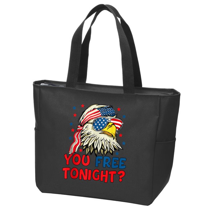 You Free Tonight Bald Eagle Mullet American Flag 4th Of July Zip Tote Bag