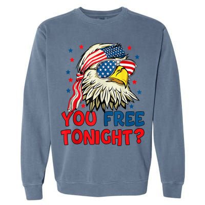 You Free Tonight Bald Eagle Mullet American Flag 4th Of July Garment-Dyed Sweatshirt
