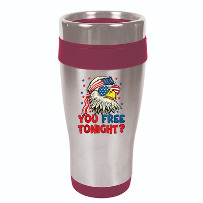 You Free Tonight Bald Eagle Mullet American Flag 4th Of July 16oz Travel Tumbler
