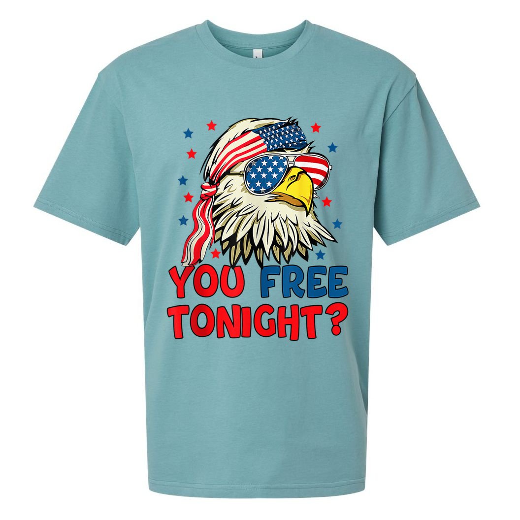 You Free Tonight Bald Eagle Mullet American Flag 4th Of July Sueded Cloud Jersey T-Shirt