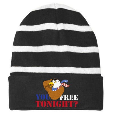 You Free Tonight Usa Eagle Of Freedom Striped Beanie with Solid Band