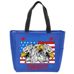 You Free Tonight American Flag Patriotic Eagle 4th July Gift Zip Tote Bag