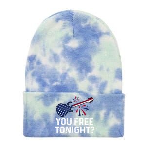 You Free Tonight Usa Patriotic Flag Guitar Party 4th Of July Gift Tie Dye 12in Knit Beanie